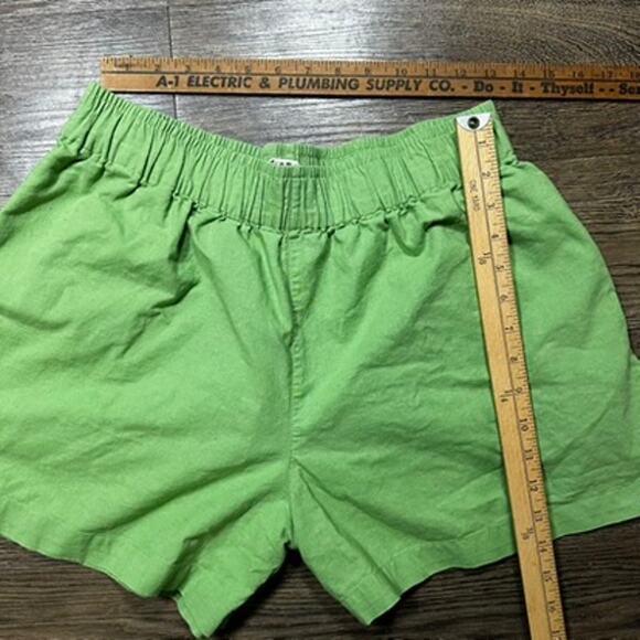 LUCY&YAK Jessie Organic Cotton Linen Elastic Shorts Matcha Green sz XL - Picture 2 of 7